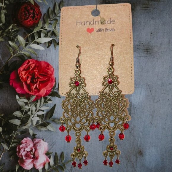 NWT Handmade Boho Earrings Artisan Handcrafted Dangle and drop earrings Goth - Picture 3 of 16